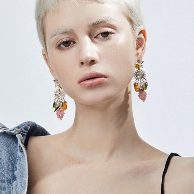 FEVERISH Picnic Bloom Statement Earrings Pink
