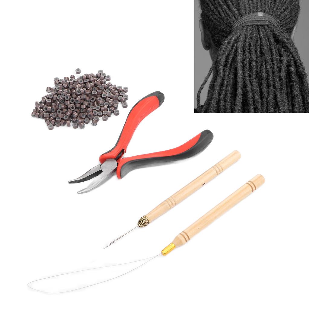 Hair Extension Kit Plier Pulling Hook Needle Extension Beads Tool Set for Extending Hair