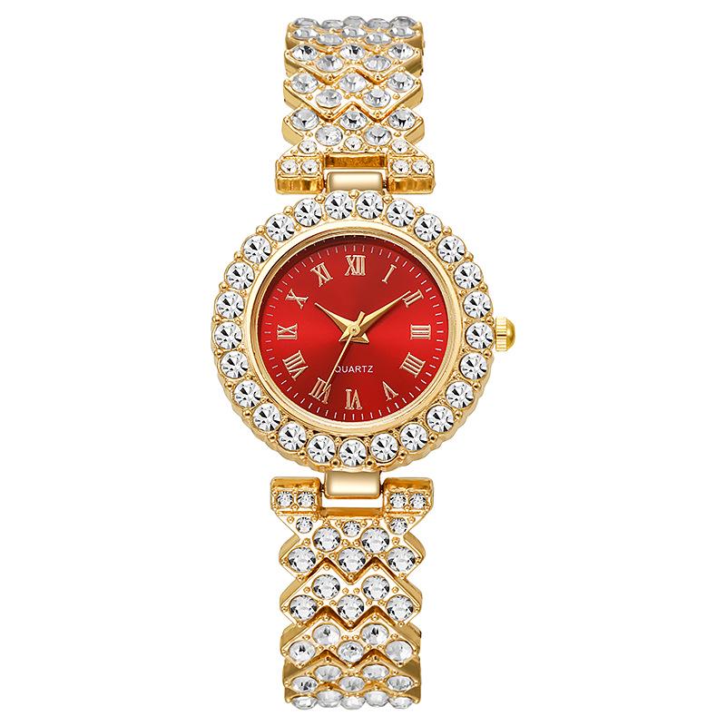 Roman Pattern Diamond Quartz Ladies Watch - Fashion Bracelet Edition