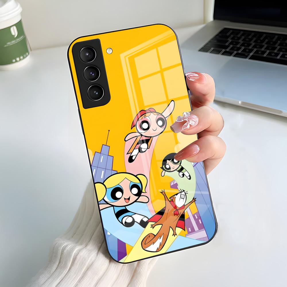 

P-Powerpuffs G-Girls Phone Case For Samsung S26 S25 S24 FE S23 S22 S21 Plus S20 Ultra Note20Ultra Black Glass Cover Galaxy S26