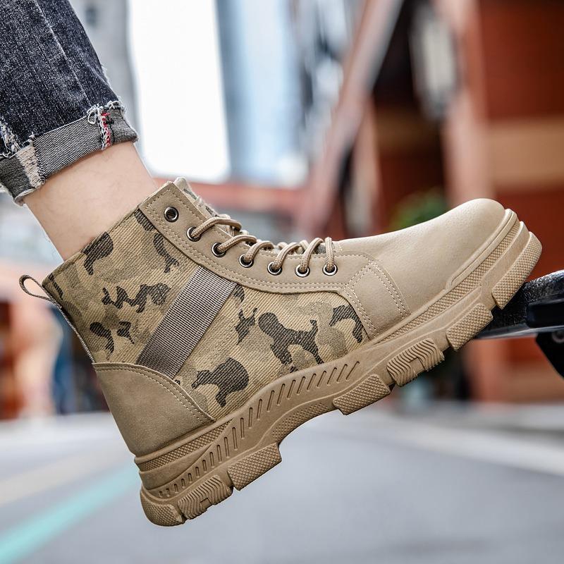 Four seasons breathable new work non-slip men's shoes construction site wear-resistant men's sports and leisure camouflage boots