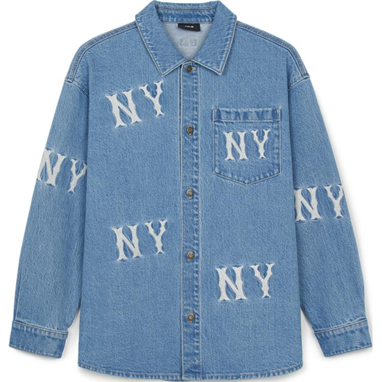New MLB New York Yankees Denim Jacket Unisex Light Sky Blue 3ADRG0344-50BLL