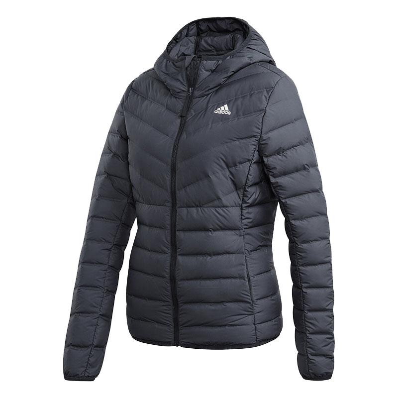 adidas Women s Varilite Hooded Down Jacket Grey DZ1520 S