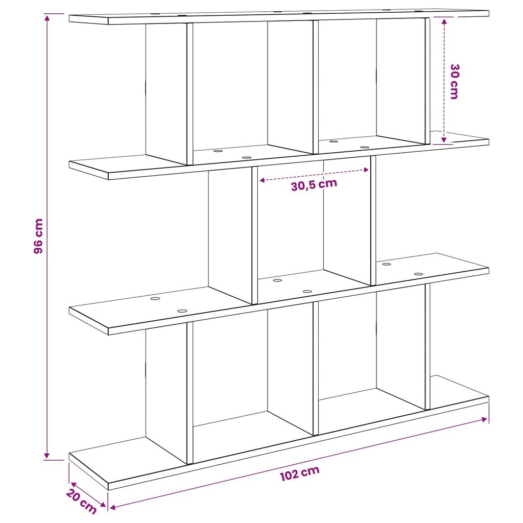 Wall Shelf White 102 X 20 X 96 Cm Engineered Wood