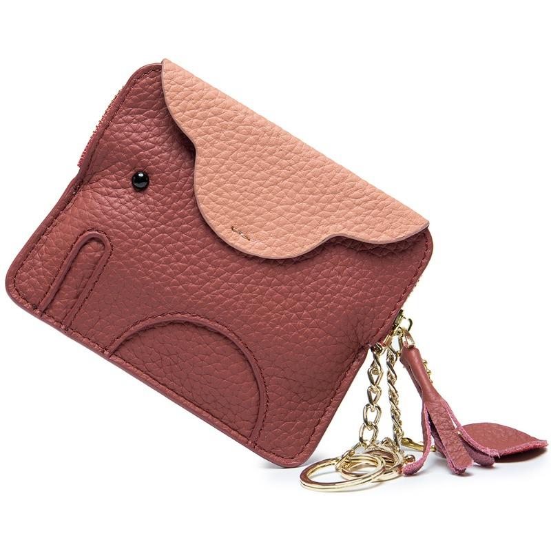 Mini baby elephant change bag, ultra-thin first layer cowhide, coin keychain storage bag, genuine leather change bag, cute girl
