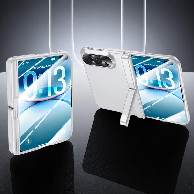 Spray Coated Spring Hinge Case With Hidden Holder & Integrated Screen Film For iPhone Duo