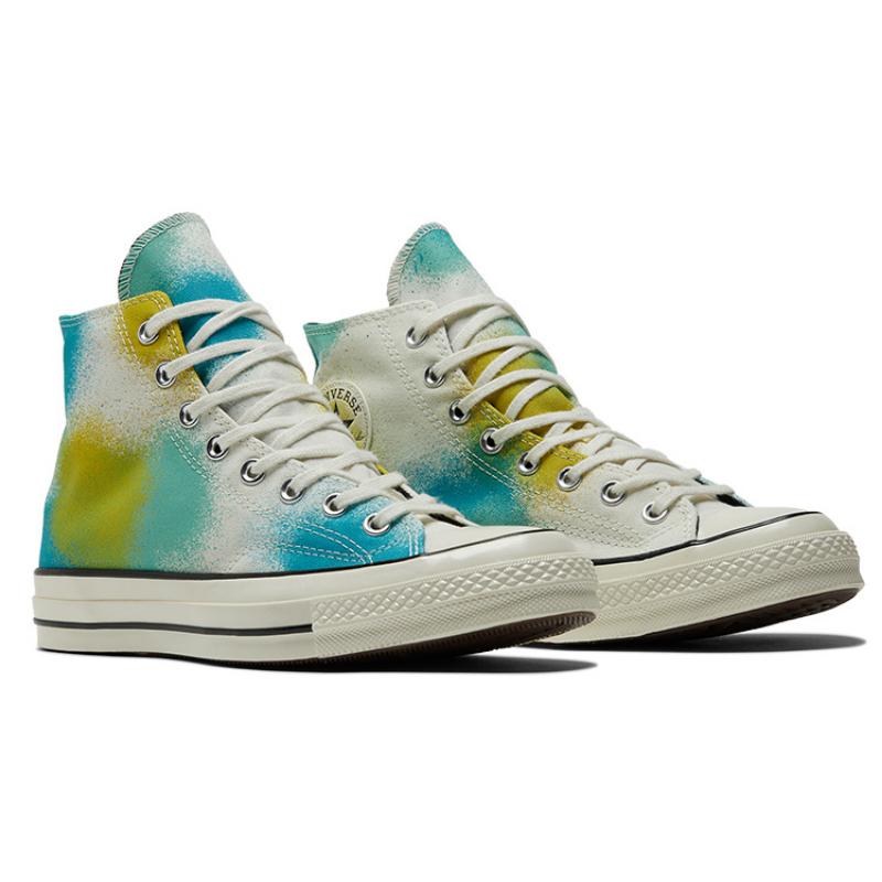 Converse Chuck 70 Spray Paint Trendy Everyday Mid-Top Canvas Shoes Unisex White and Blue
