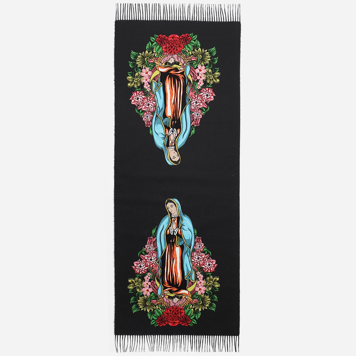 

Шарф з китицями та трояндами Діви Марії, Шалі Virgen De Guadalupe для жінок, Якісна тепла ковдра-плед, Молитовний шарф, Католицькі подарунки