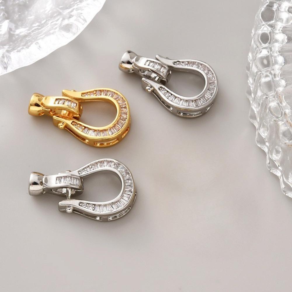 2PCS Fashionable Pearl Necklace Clasps: T-shaped, Zircon, U-shaped, Horseshoe-shaped, Hand-finished, Connecting, Male-Female, Sweater Chain