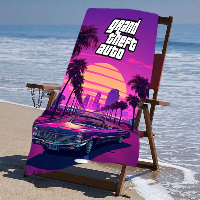 Beach Towel with Game Grand Theft Auto Pattern - Soft,absorbent,machine Washable Lightweight&Modern,swimming,Travel Essentials