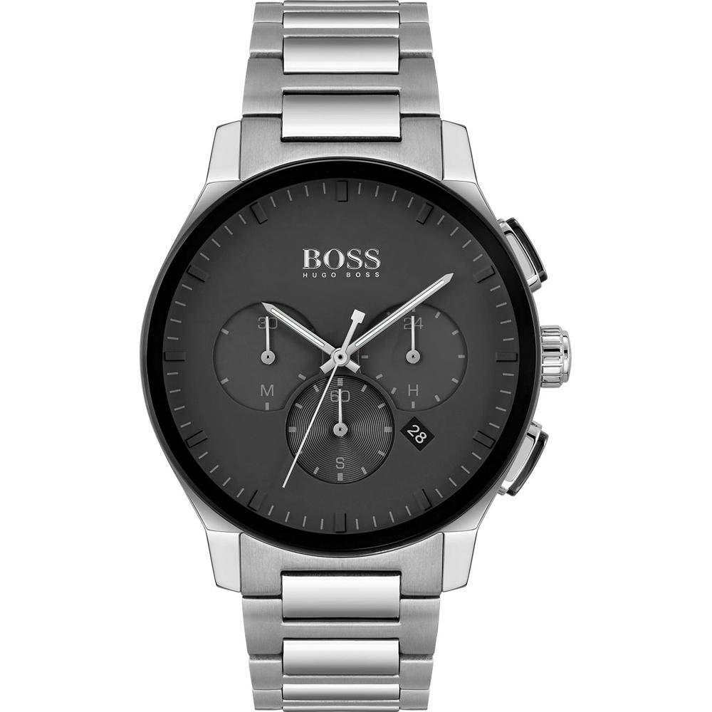BOSS Peak Black Metal Silver Men s Quartz Watch 1513762 чёрный