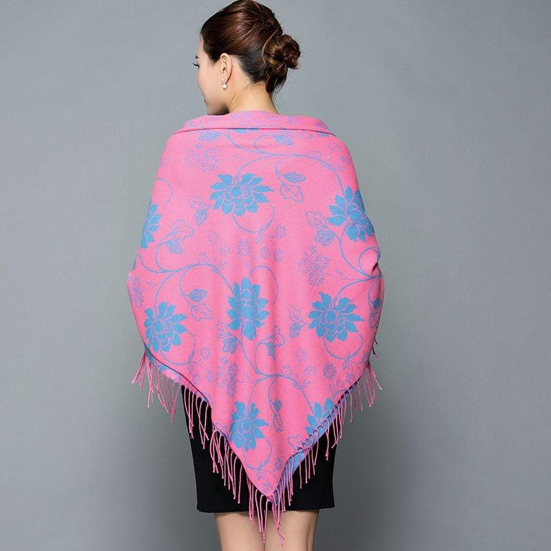 Women S Vintage Ethnic Floral Faux Cashmere Scarf Warm Large Shawl
