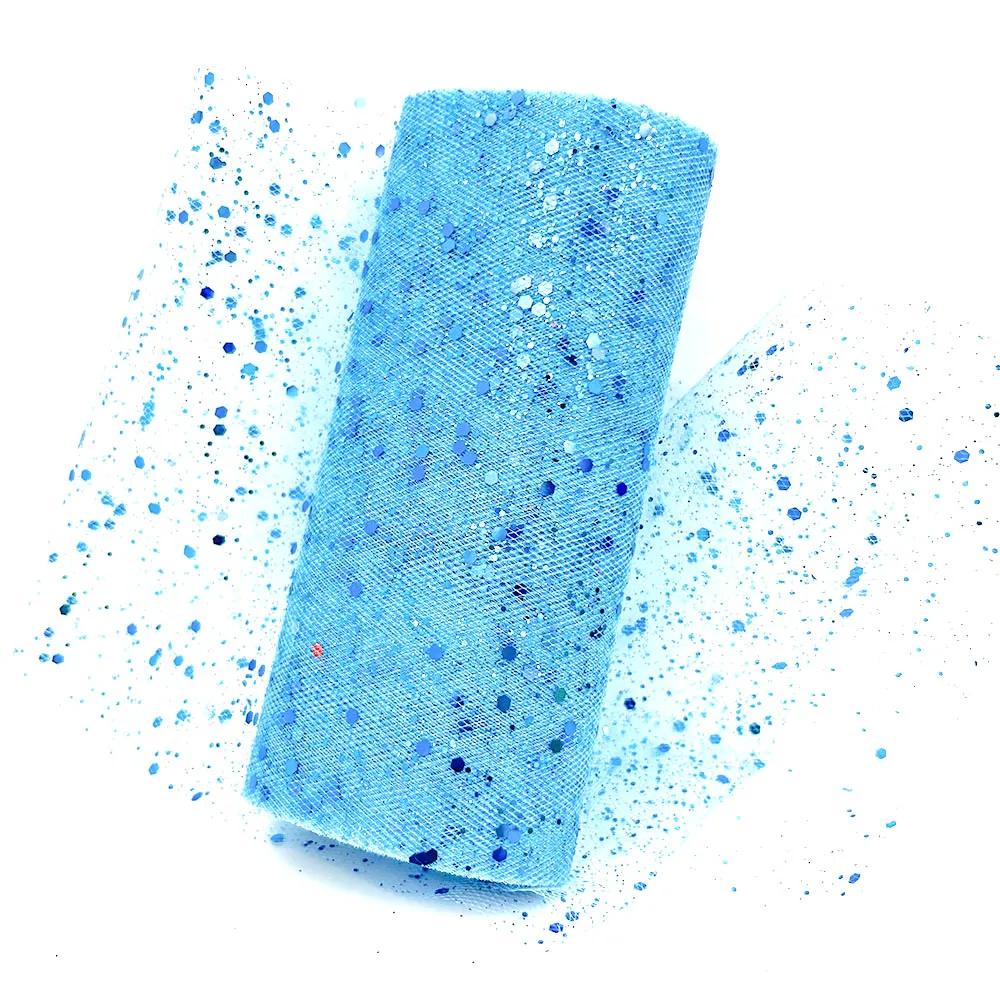 Glitter Tulle Fabric Roll 6 Inch 10 Yards Sequin Sparkling Ribbon Spool Netting for Wedding Tutu Skirt Gift Wrapping Party Decor