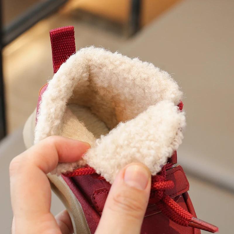Children Casual Shoes Girls Boys Winter Fashion Korean Style Soft Bottom Anti-slippery Versatile Plush Warm Boots