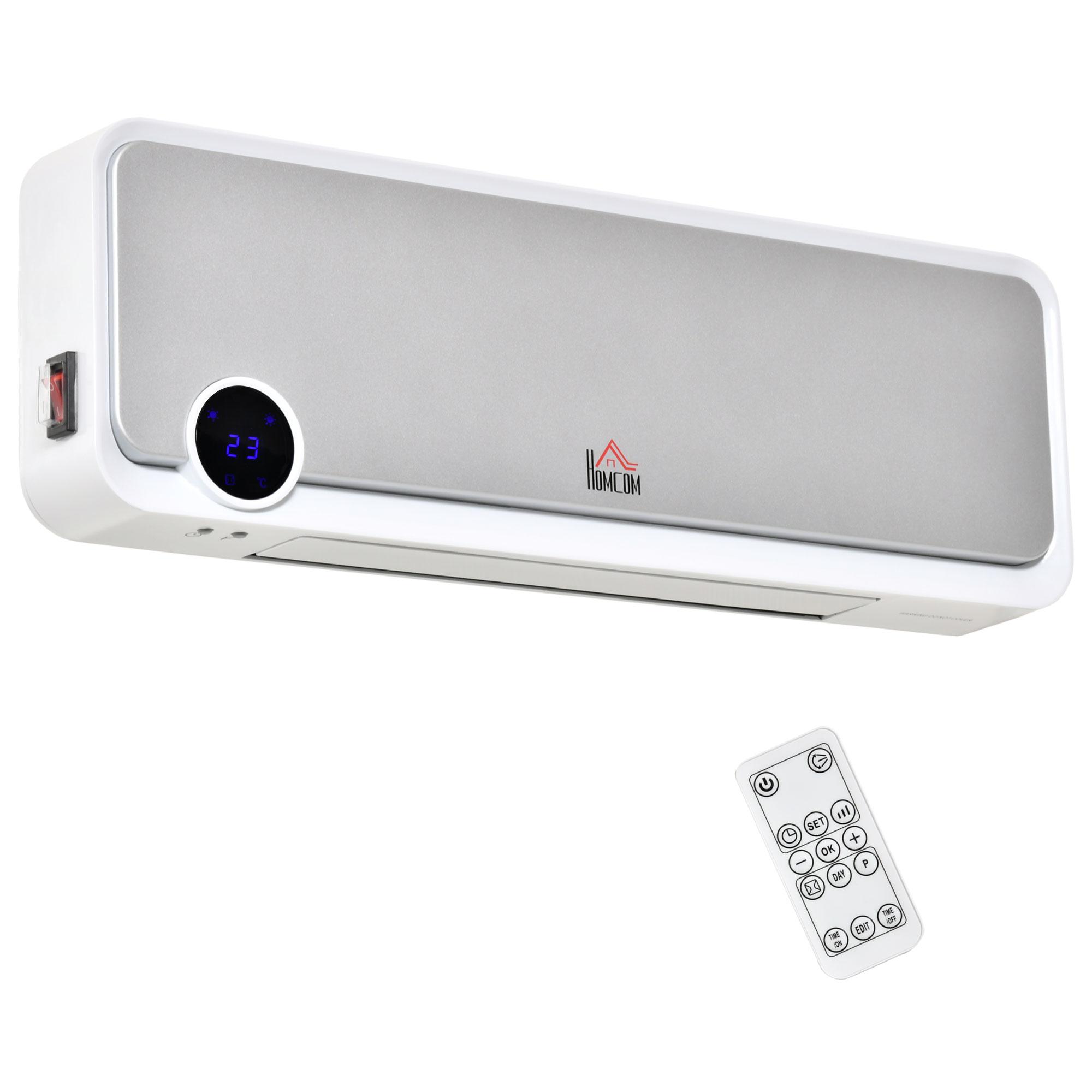 Wall-Mounted Fan Heater 2000W with Remote