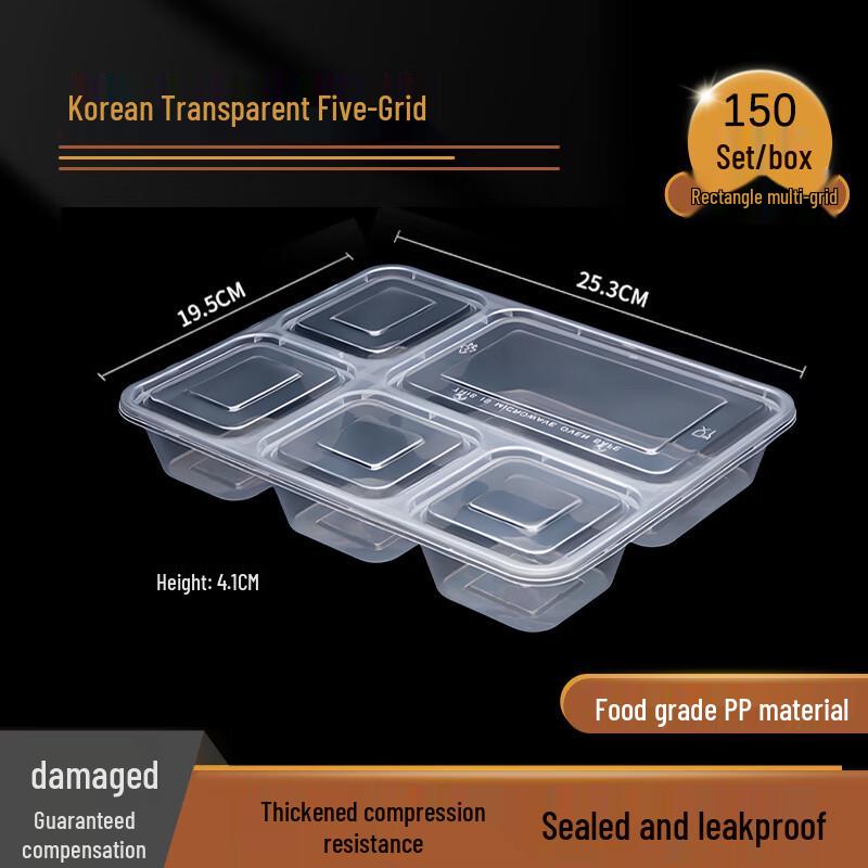 

1200ml 5-Compartment Disposable Takeout Containers