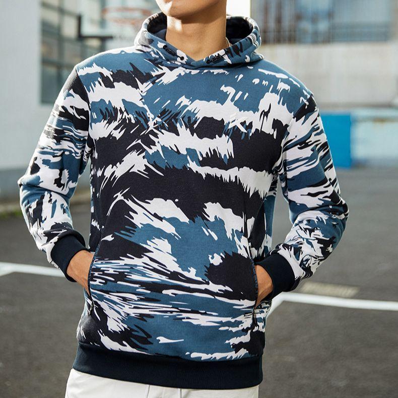 Anta Basketball Series Camouflage Fleece-Lined Warm Casual Long-Sleeve Hoodie Men Hoodie Black White 152141706-4