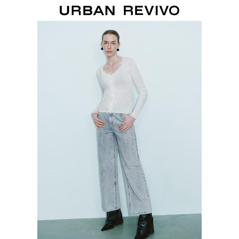 

UR 2025 Spring Lace Trim Knit Cardigan XL