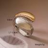 Two-Tone Geometric Open Cubic Zirconia Ring for Women, Adjustable Ins Fashion Jewelry, Minimalist Luxury Gift
