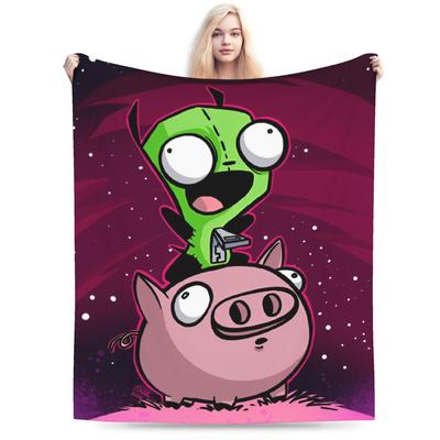 Invader Zim Gir Dib Robot Blankets Flannel Textile Decor   Multifunction Super Soft Throw Blankets for Sofa Office Rug Piece