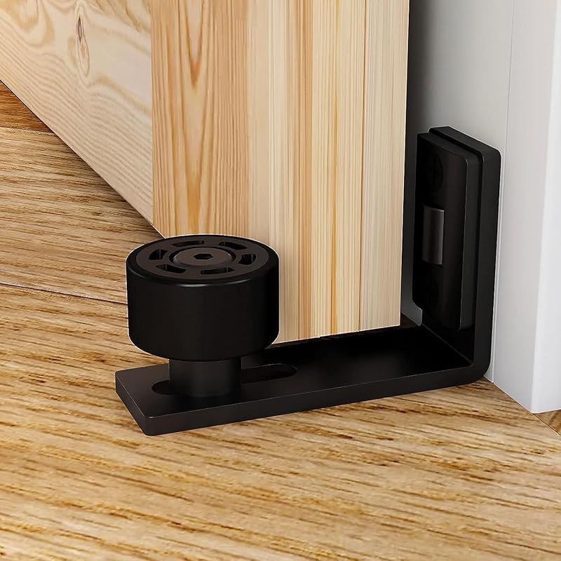 

Направляющая для раздвижной двери амбара, настенное крепление, регулируемые ролики, гладкие колеса, утопленные отверстия заподлицо с дном, черные, 1 упаковка 1 Pack