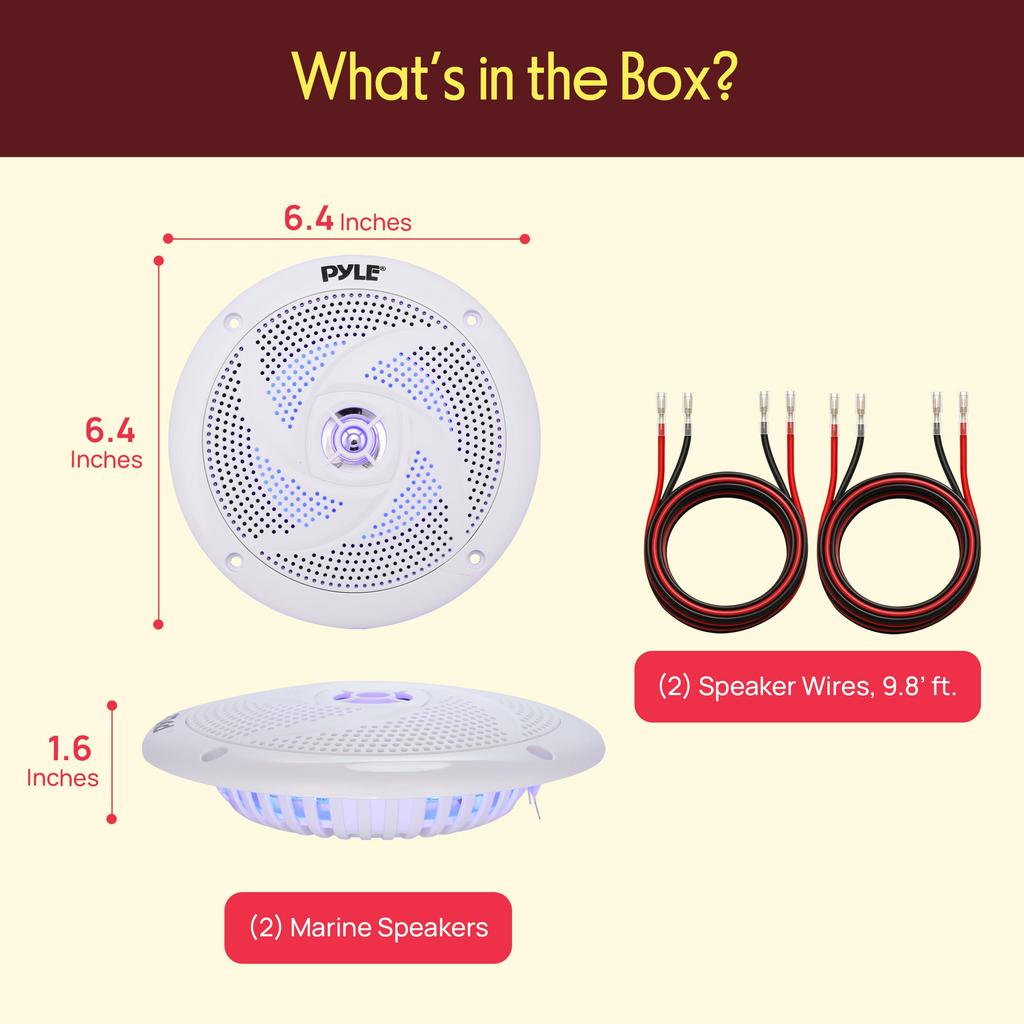 Fully Waterproof Car Speakers of Marine Speakers Output Rated Output Frequency 80 Hz 18 4 Slim Blue LED Double Easy Installation with Included