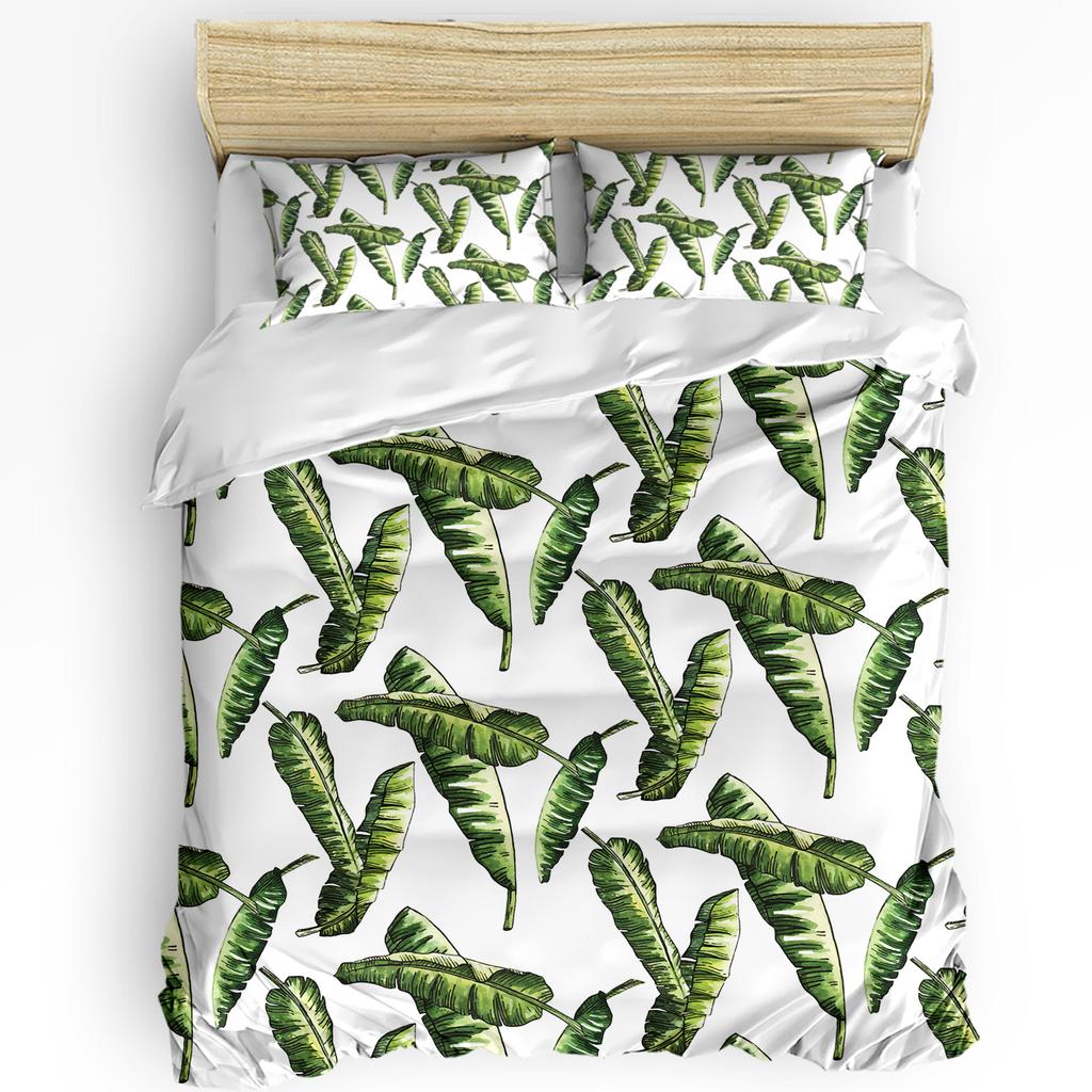 Tropical Plant Banana Leaf Green Duvet Cover with Pillow Case Custom 3pcs Bedding Set Quilt Cover Double Bed Home Textile