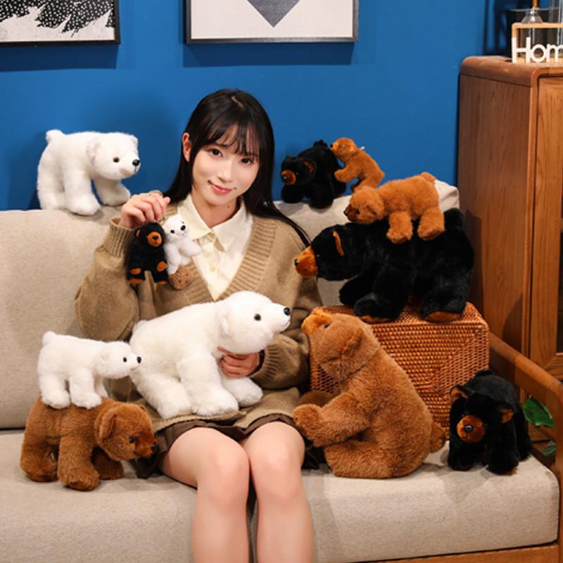 Bear Cartoon Plush Stuffed Animal With Long Pile Fur For Children Giving Gift