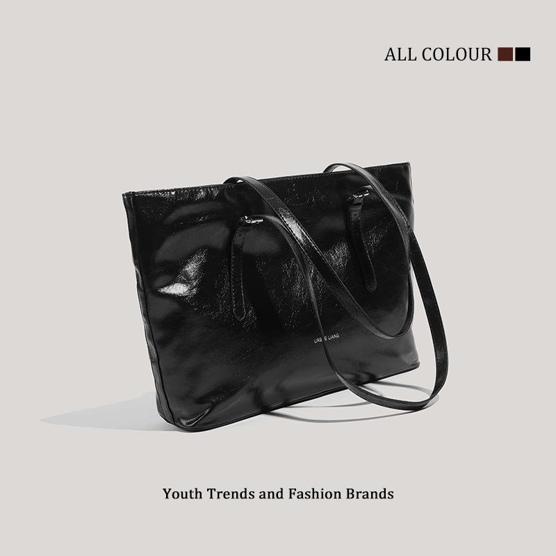 Niche High-end Sense Retro Large-capacity Commuting Versatile Tote Bag Underarm Bag Simple Zipper Single Shoulder Big Bag Women