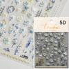 5D Fantasy Green Lotus Nail Sticker High Quality Embossed Lily Flower Pearl Rhinestone Self-Adhesive Nail Art Decorative Sticker
