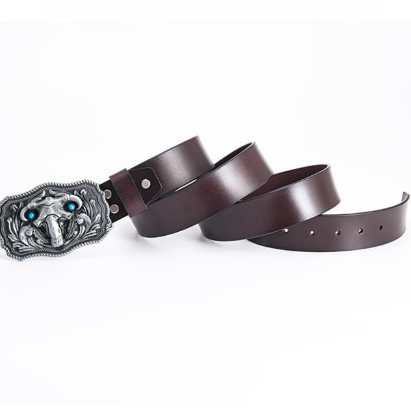 Sheep Totem Personality Ethnic Style Belt Fashion Whole Cowhide Retro Belt Ghost Knights Jeans Belt