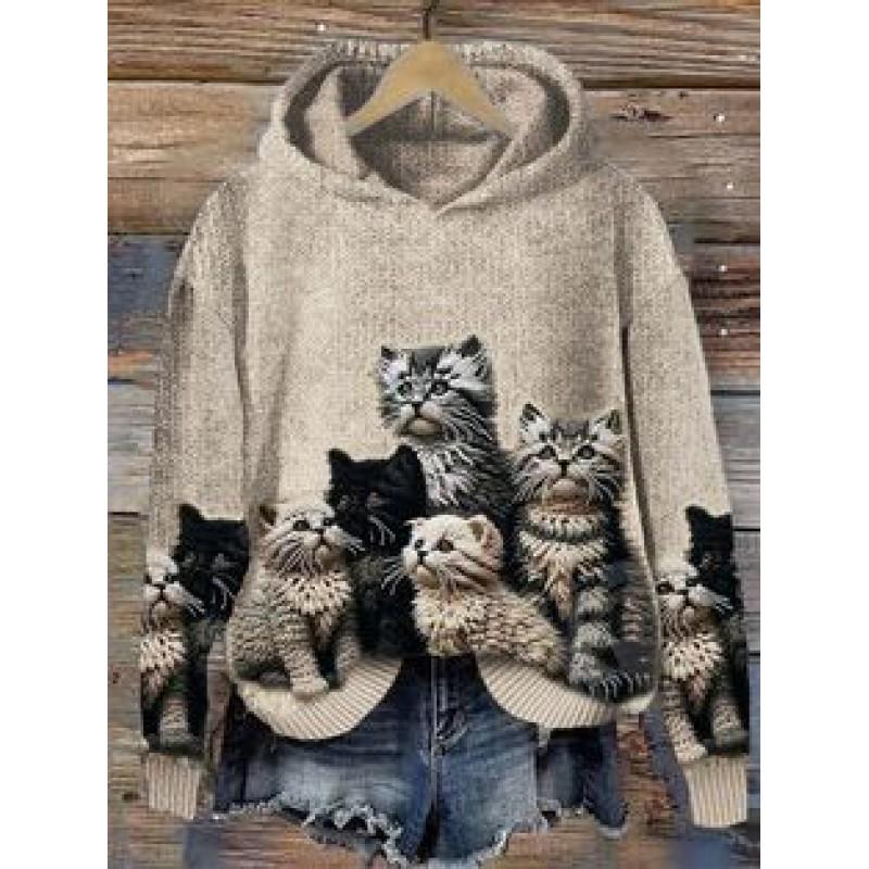 Womens Oversized Crewneck Sweatshirt With 3D Dog Print Christmas Collection