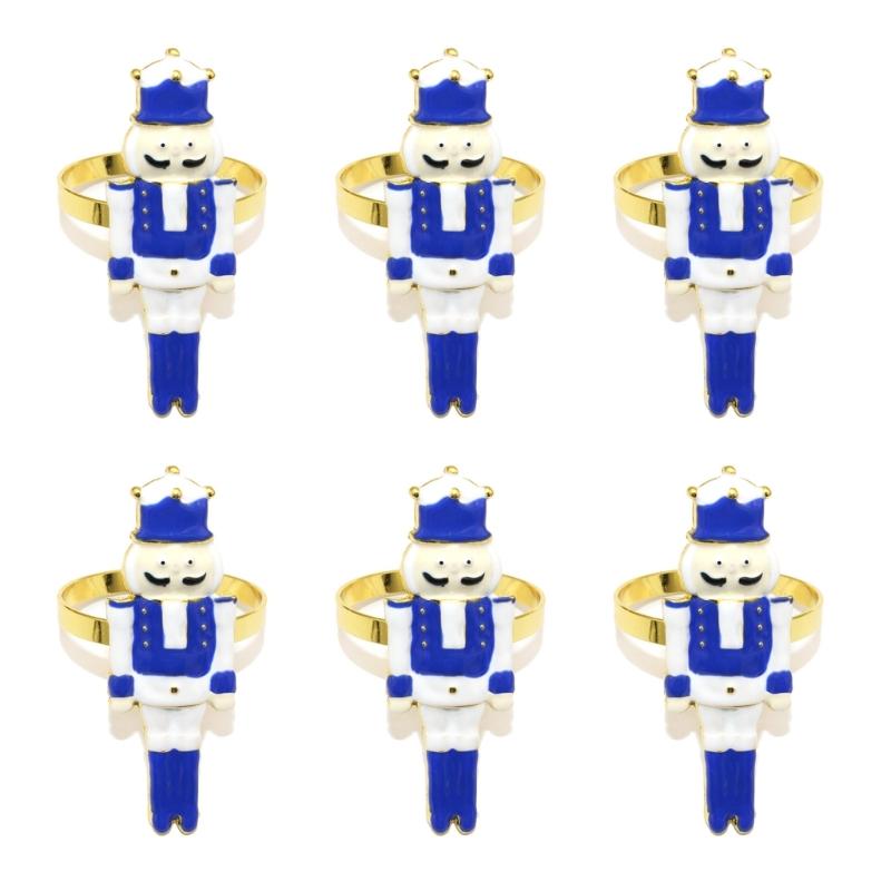 Festival Alloy Napkin Holders Christmas Soldier Design 6Pcs Durable Kitchen Table Setting Essential