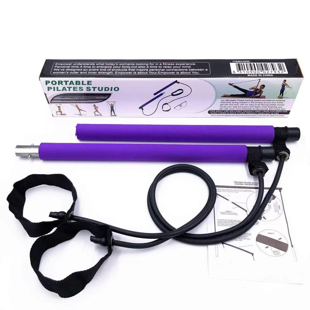 Multifunctional Pilates Bar: Home Fitness Yoga Equipment with Resistance Band for Elastic Exercise & Butt Lift