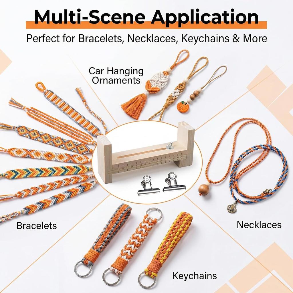 Wood Bracelet Jig, Adjustable Paracord Jig Bracelet Maker for DIY Hand Knitting Wristband, Necklaces & Car Hangings