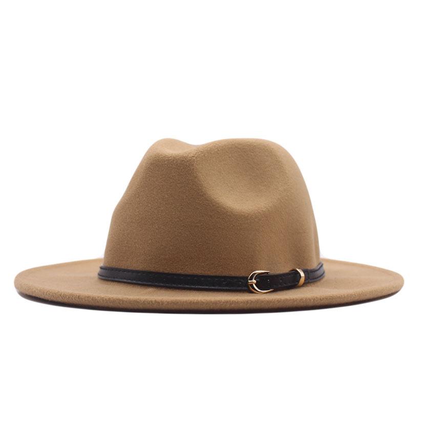 European and American style spring and autumn winter imitation felt big brim hat British retro woolen top hat men's and women's travel Panama jazz hat