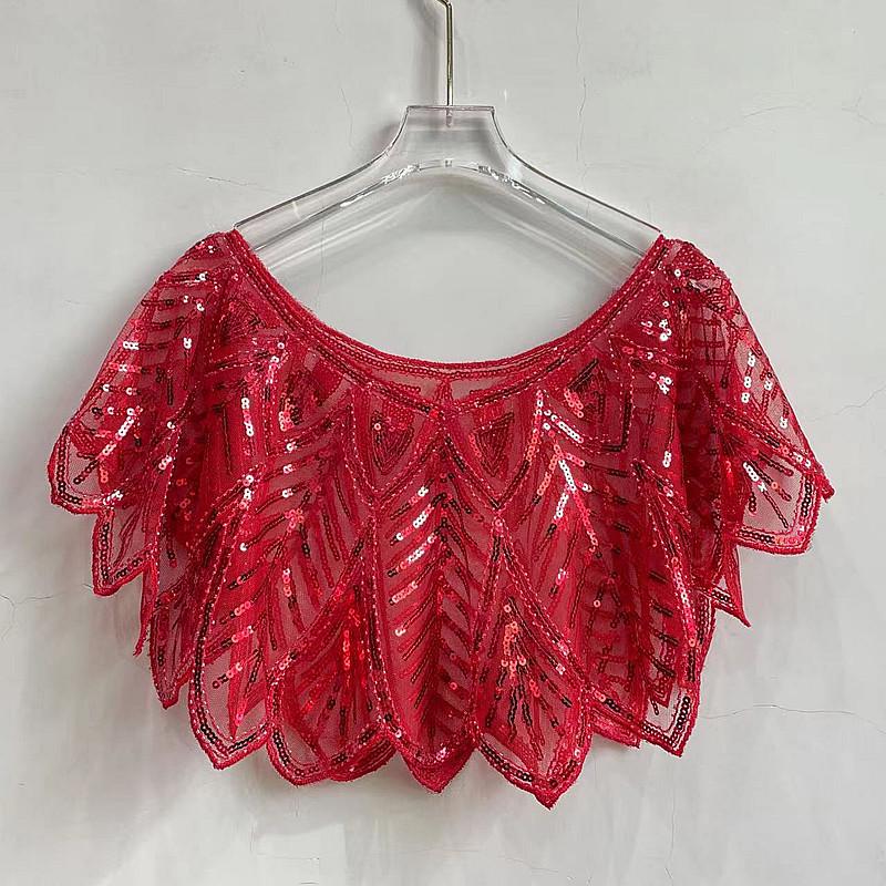 Women's Sequin Beaded Mesh Shawl Bolero - Stylish Outerwear for Dance and Evening Gowns