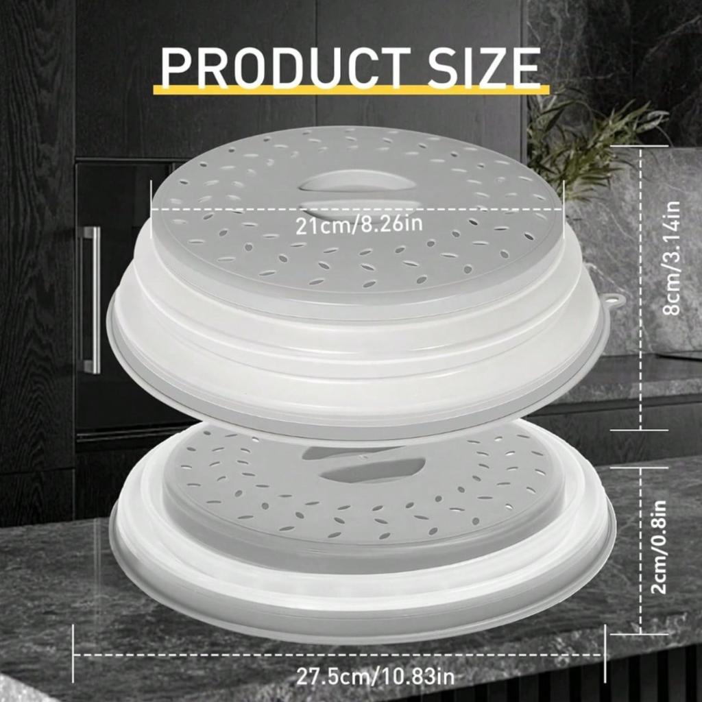 1pc Silicone Microwave Splatter Cover with Expandable Food Heating Anti-Splatter Lid, Foldable Drain Basket, Dishwasher Safe, Multi-Purpose Accessory