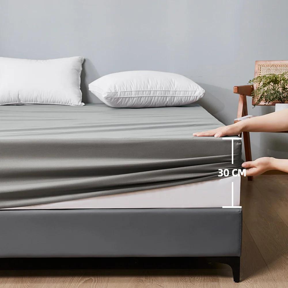 1pc Waterproof Fitted Sheet,Soft Polyester Bedding Mattress Cover with Deep Pocket,Solid Color Design for Bedroom,bed Sheet Only, Dormitory Bedding