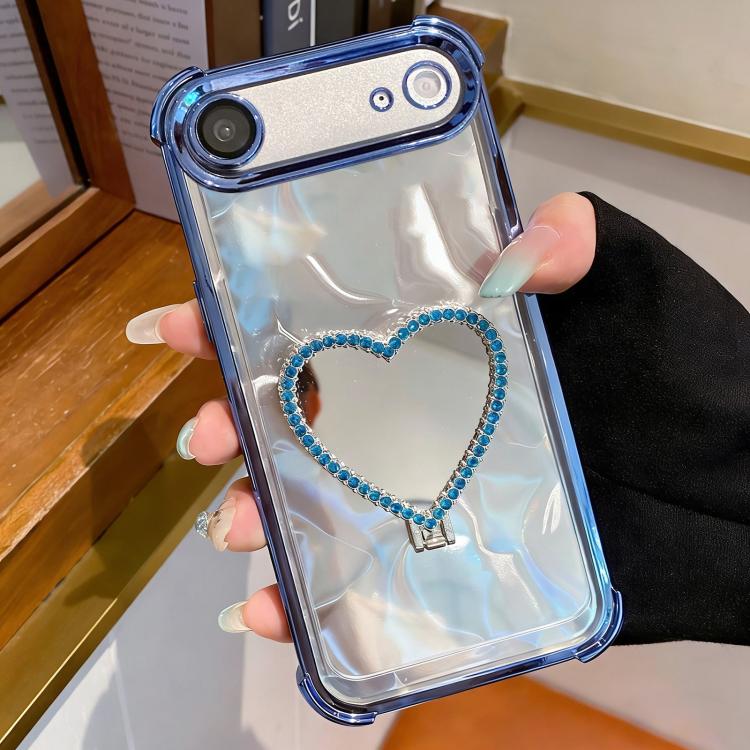 Heart-shaped Mirror Electroplated TPU + Acrylic Phone Case with Holder