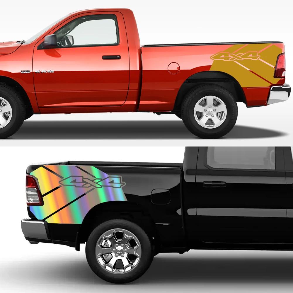 Pickup Rear Bed Side Stickers For Dodge Ram Rebel TRX Truck Trunk Graphics Grunge 4X4 Decor Decal Vinyl Cover Auto Accessories