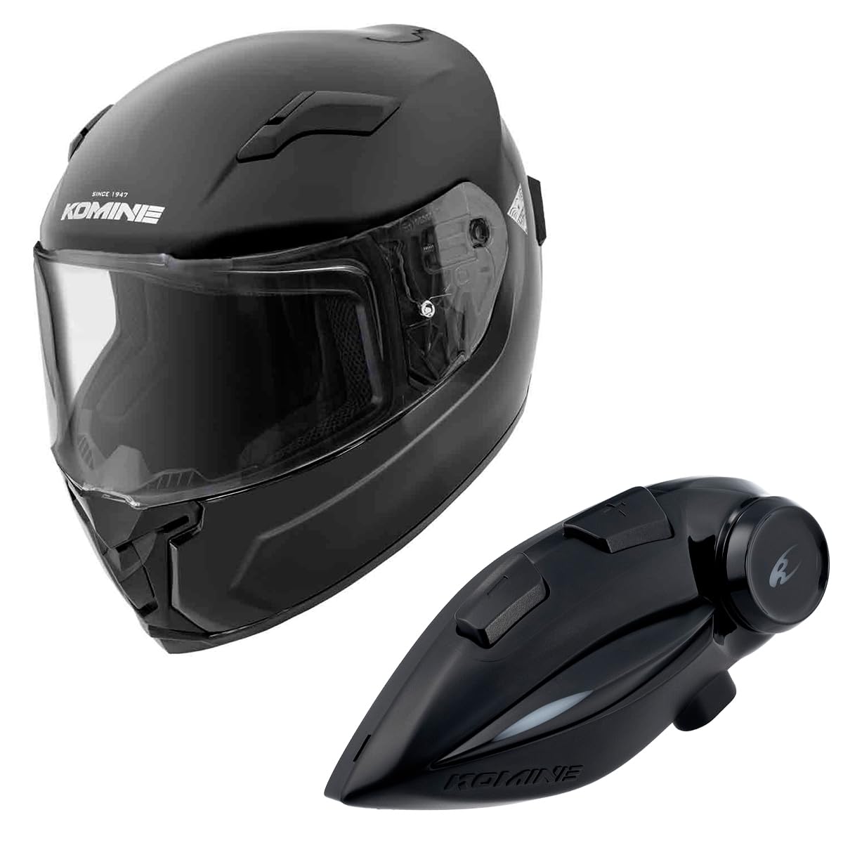 

KOMINE FL Full Face Helmet Motorcycle Intercom Gloss Black XL HK-170 + KK-902