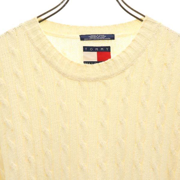 Tommy Hilfiger 90s Old Flag Tag Long Sleeve Cotton Sweater XL Ivory Knit Men's Used