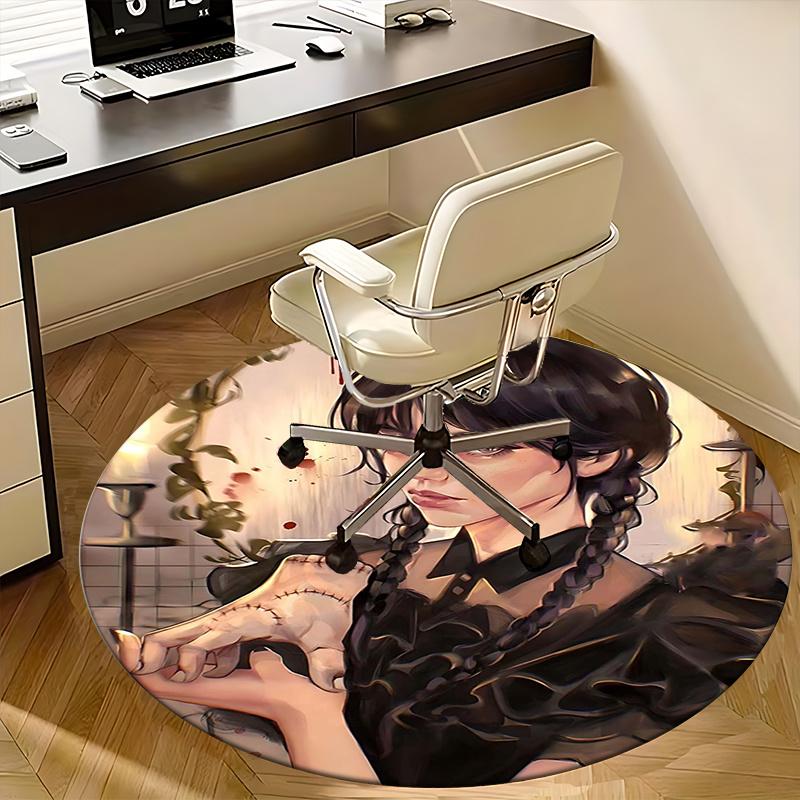 Gothic Fashion,The Addams Family Chair mat Round Rug Office carpet, Non slip, Suitable for Living Rooms, Bedrooms,Decor1205729a