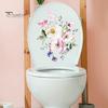 Toilet Lid Sticker Strong Stickiness PVC Waterproof Easy-peel Flower Theme Toilet Seat Decal Restroom Art Decoration