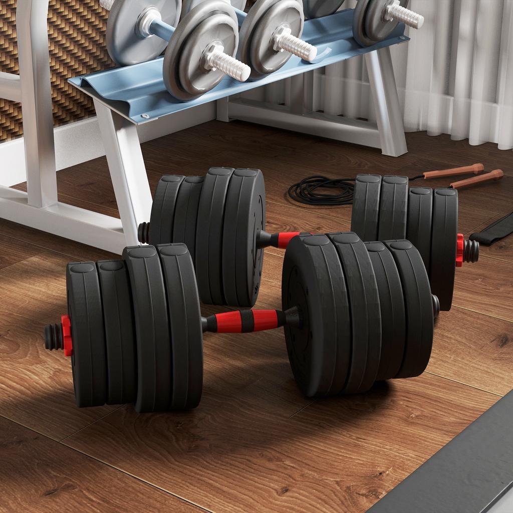 2 in 1 Dumbbell Set 30 kg Adjustable Dumbbell & Barbell Professional Dumbbell Strength Training Black