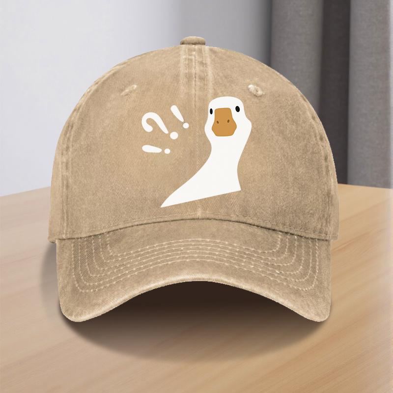 Confused Goose Meme Baseball Cap Washed Denim Adjustable Fashionable Casual Hat Unisex