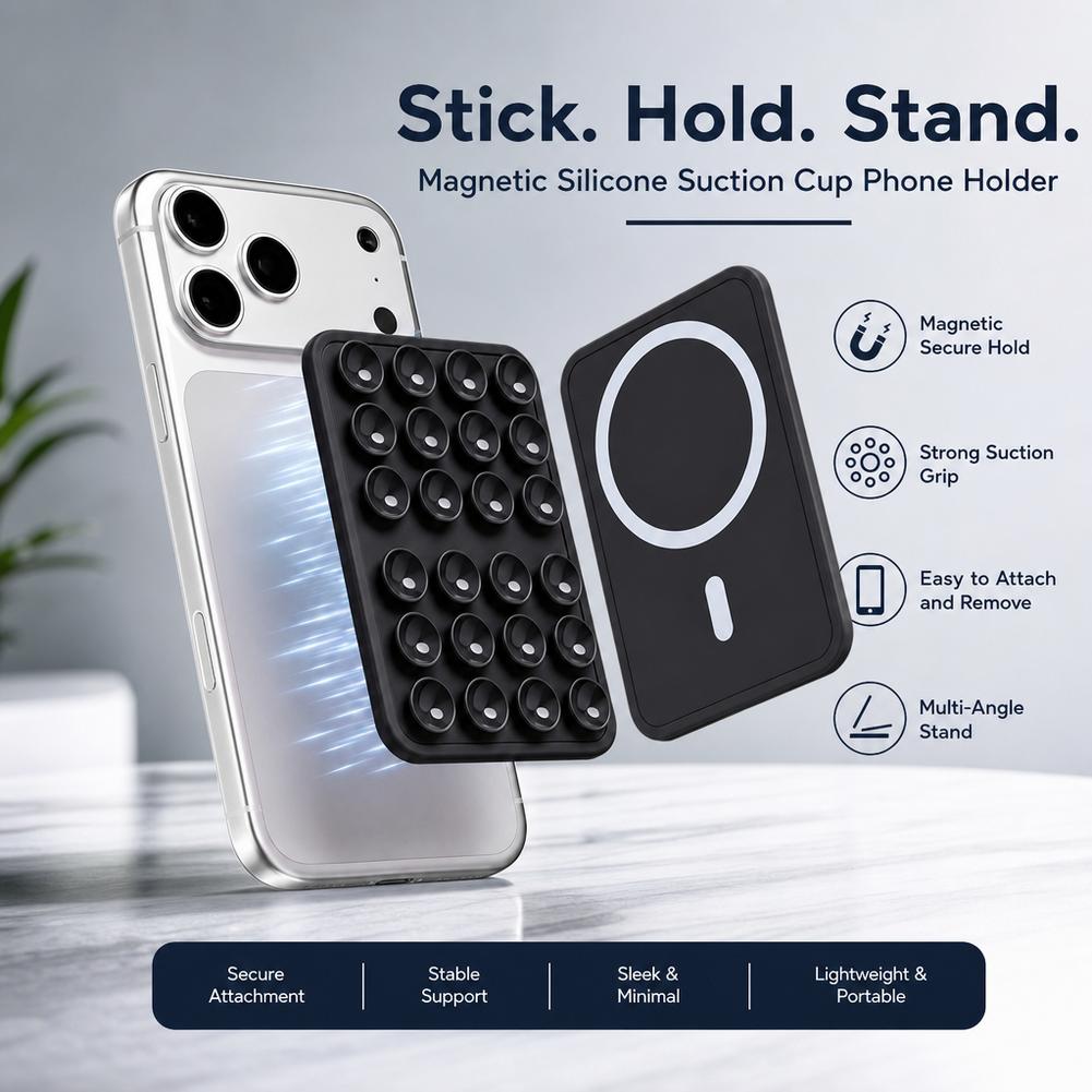 New Magnetic Suction Phone Mount for MagSafe Case Silicone Grip Holder For iPhone Removable Hands-Free Selfie Bracket 5