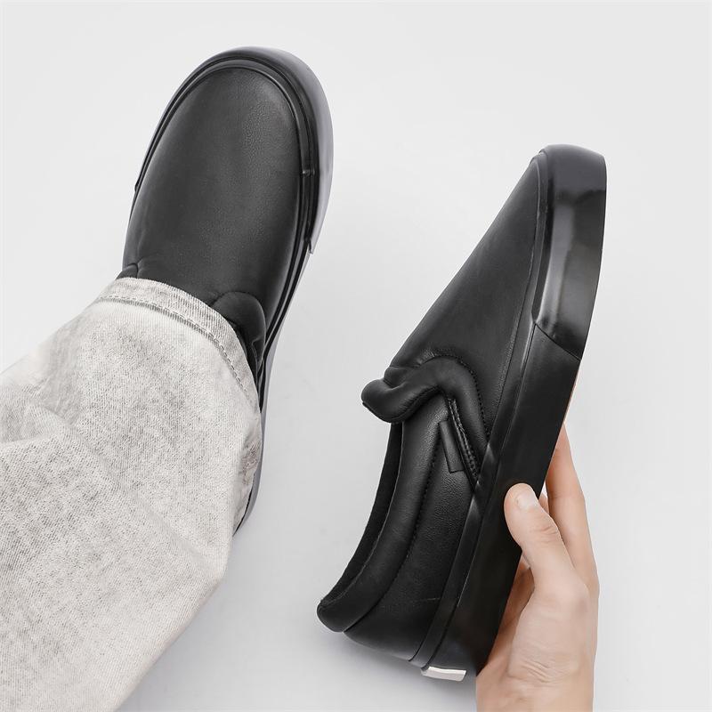 

X236 весенне-осенние повседневные мужские слипоны в гонконгском стиле, модные студенческие белые туфли для улицы 39 чёрный