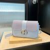 Summer simple  new trendy fashion contrasting color splicing shoulder crossbody hardware decoration small square bag women